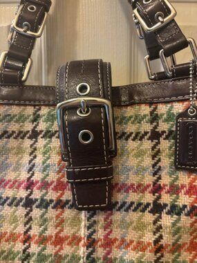 Vintage Y2K Coach Hampton Tattersall Houndstooth Satchel - $100 (MSRP $328)